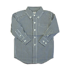 Classic Prep Boys Medieval Blue Gingham Button Down Long Sleeve size: 2-5T
